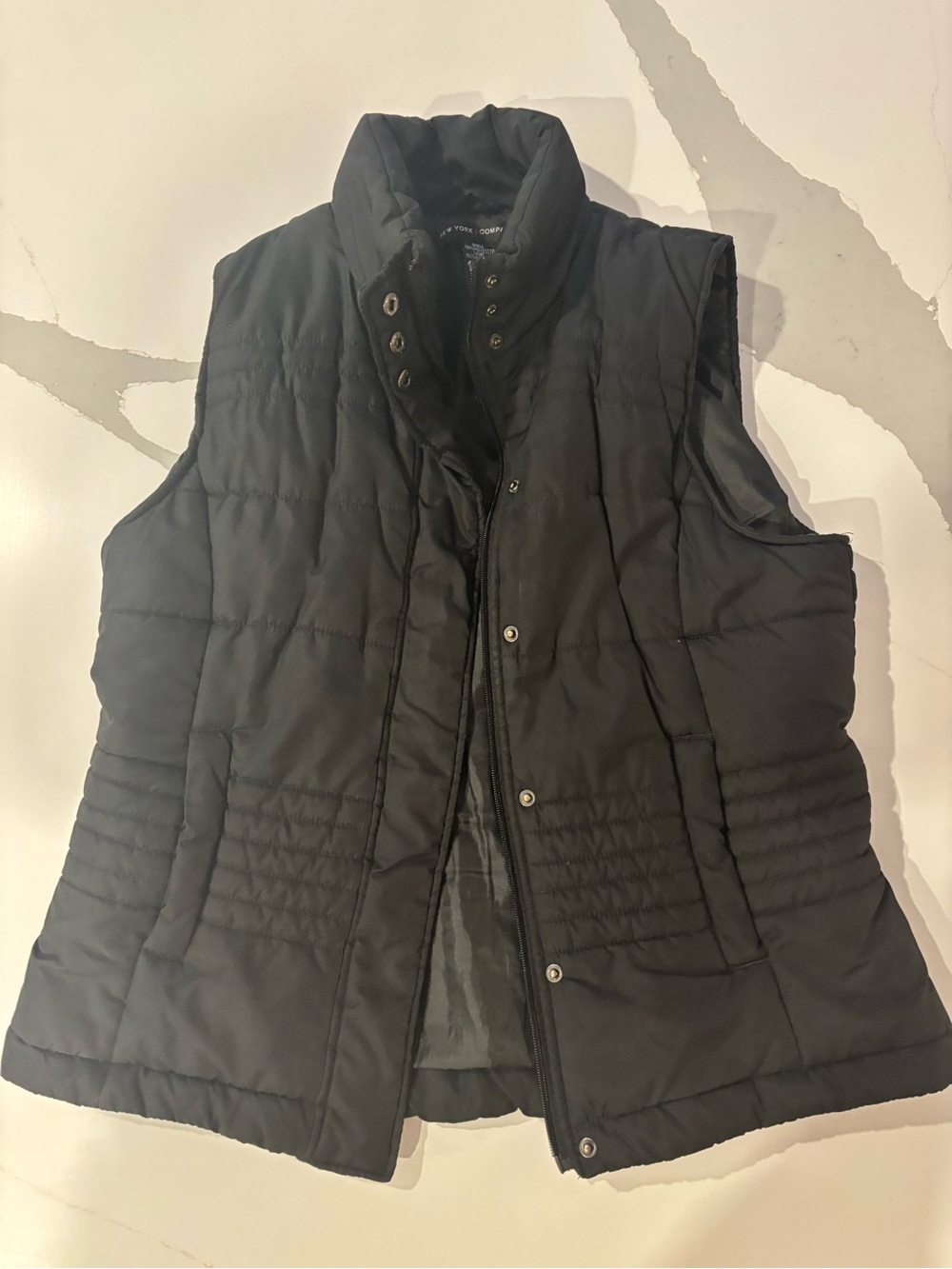 Black Quilted Puffer Vest… Zipper & Snap Closure